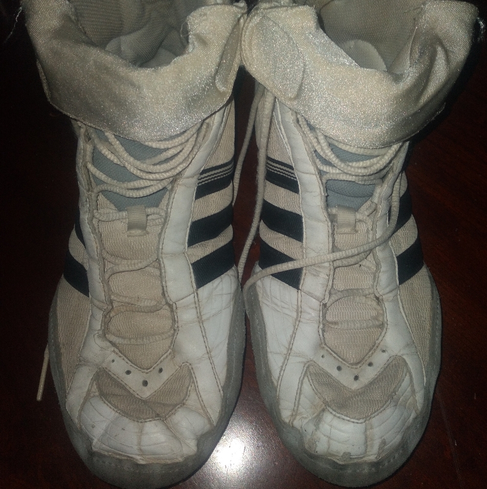 White and Black High-Top Sneakers